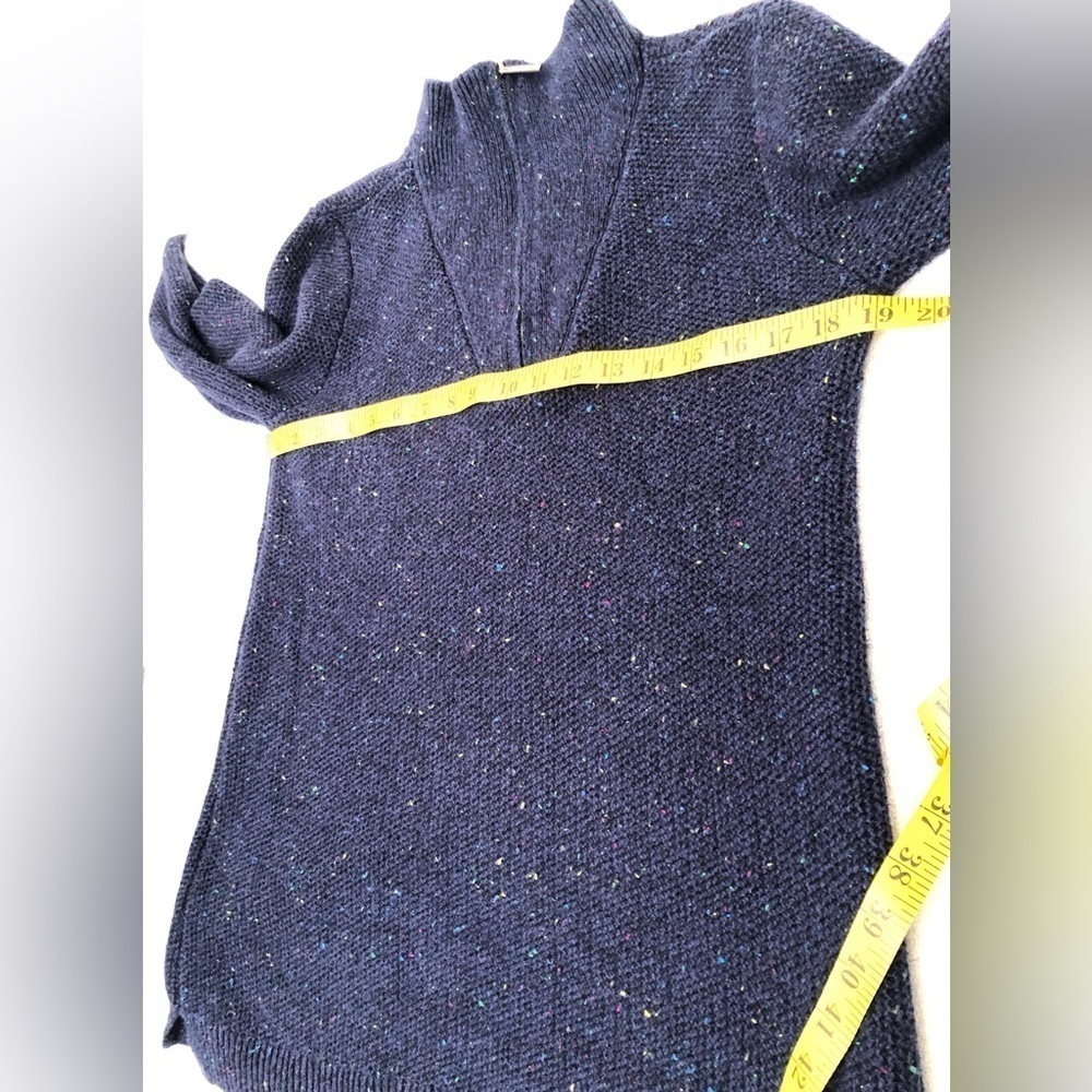 Lands End Blue Speckled Confetti Quarter Zip Knit Sweater Mock Neck Small - Picture 11 of 14